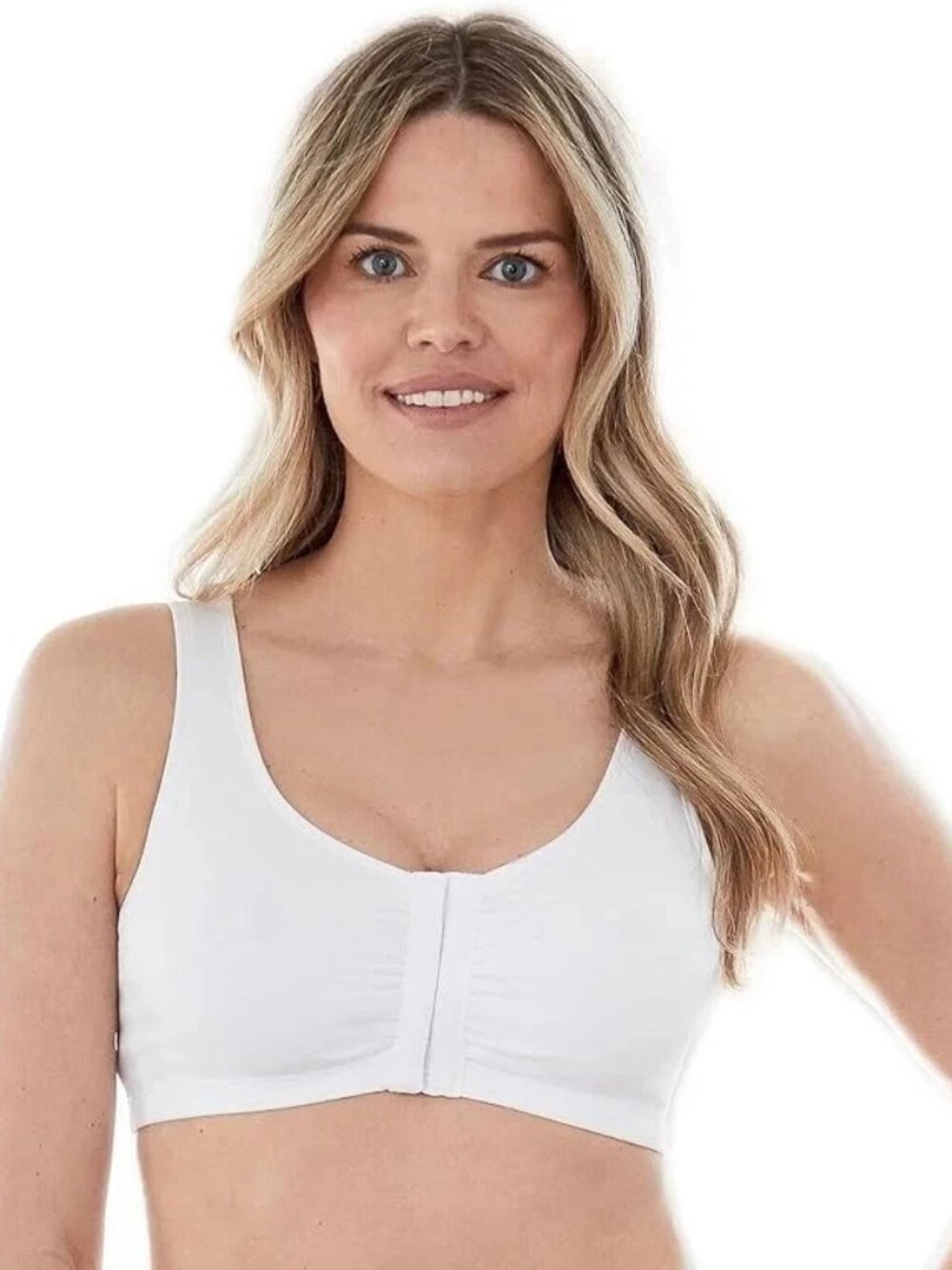 NWT Bestform Wireless Cotton Comfort Stretch Sports Bra Front Closure White 40